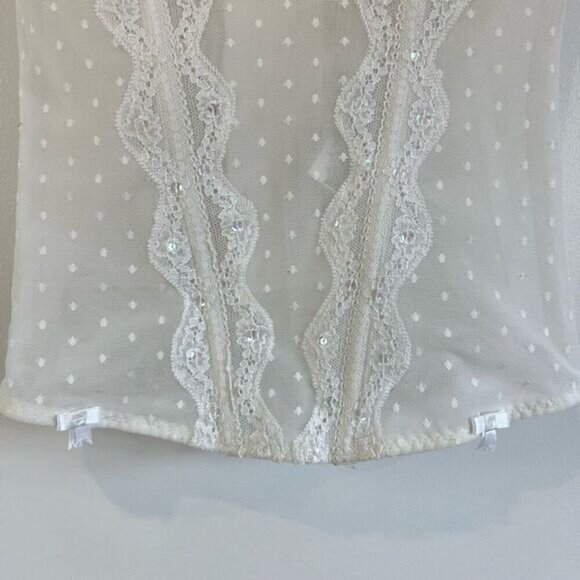 VTG Lingerie Luxury US 34 C Intimates White Lace Gartier Longline Corset Bustier - Picture 8 of 15